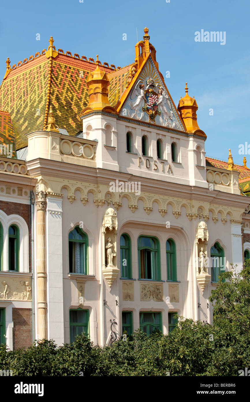 Zsolnay ornamentation on the Post ( Posta ) Building, Pecs ( P cs ) -  European Cultural City of The Year 2010 , Hungary Stock Photo - Alamy