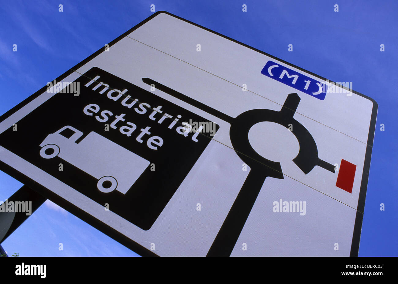 road sign giving directions for lorry drivers to industrial estate near