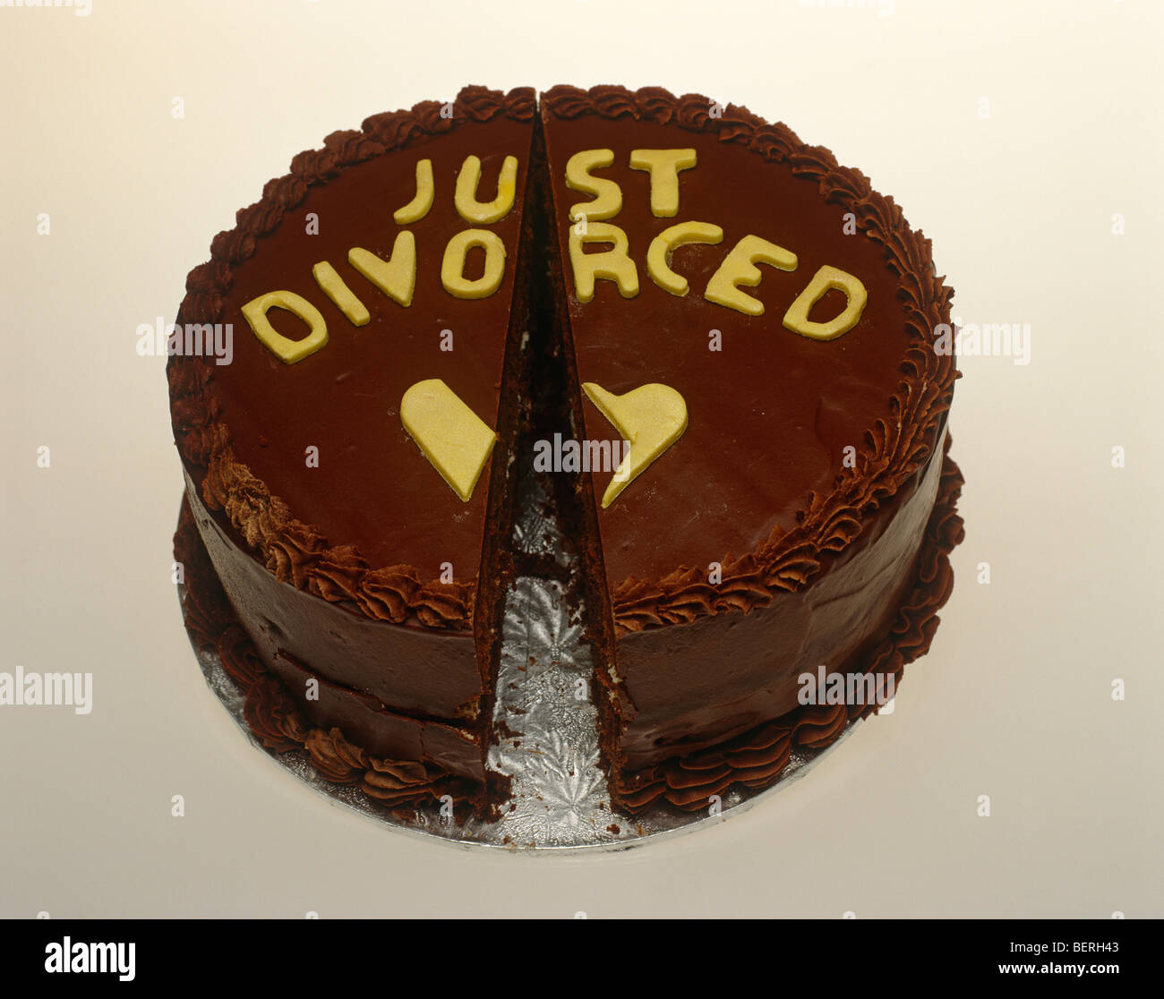 Chocolate cake 'Just divorced' Stock Photo