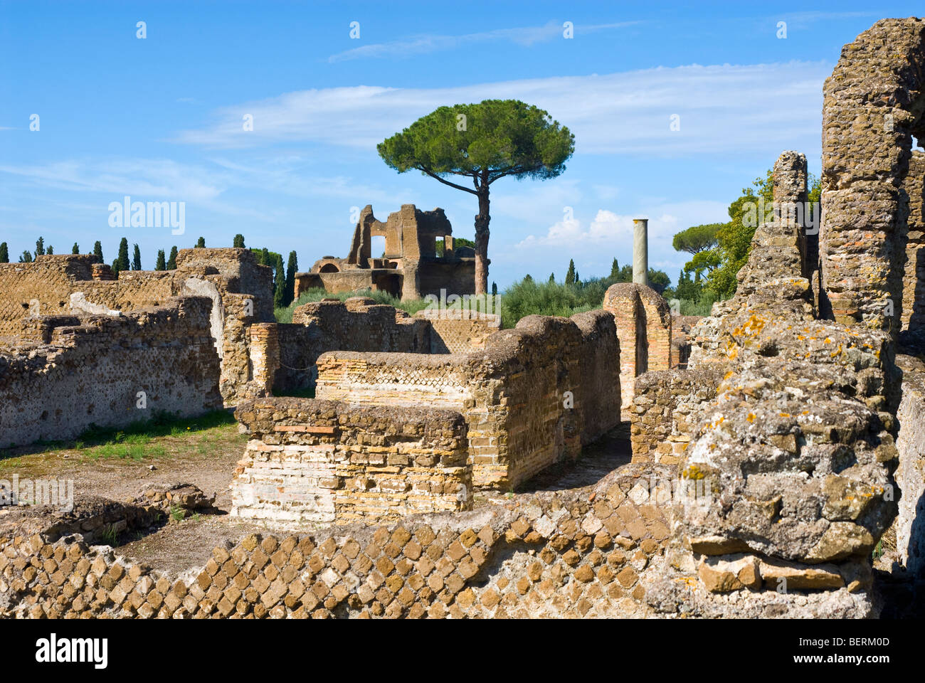 Looking towards the Latin Library from the Summer Triclinium, Villa ...