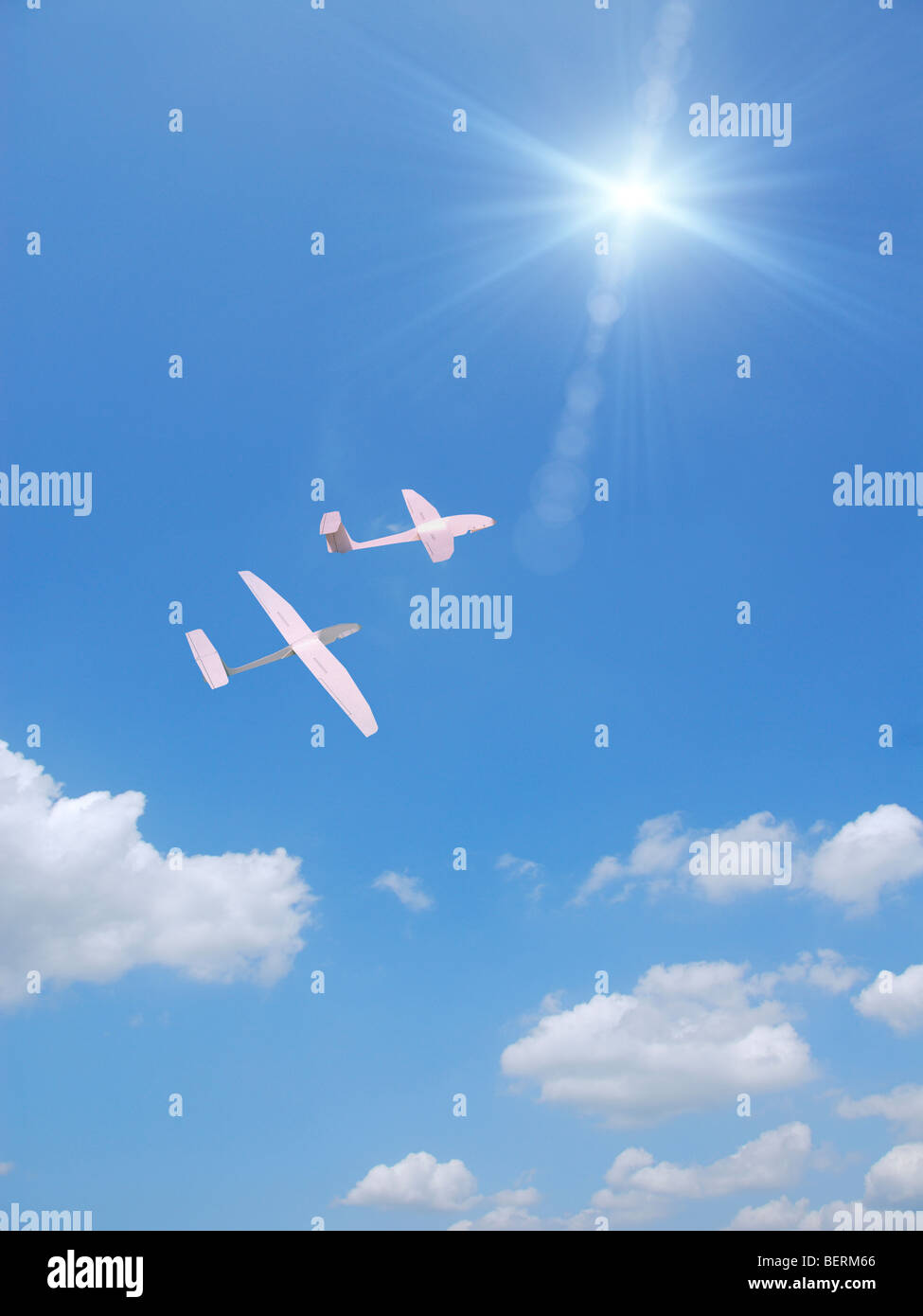 Two paper airplane flying in the sky Stock Photo - Alamy