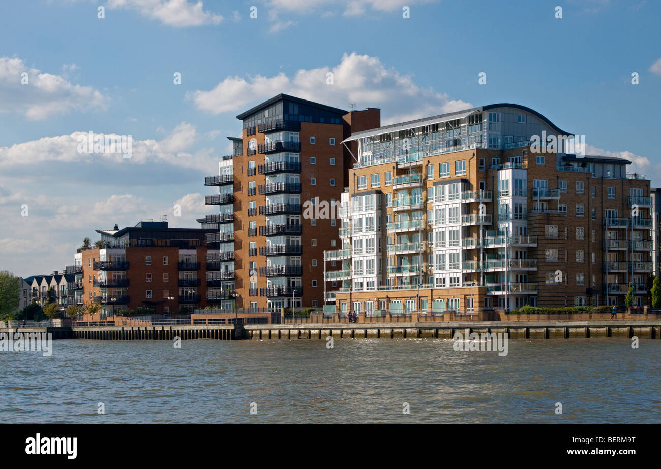Modern Apartment Blocks on the bank of the River Thames, London