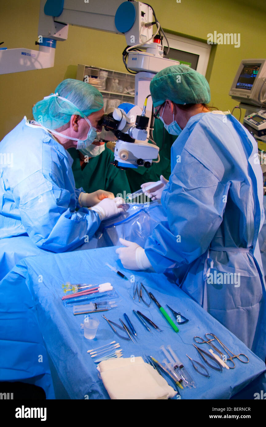 Eye operation lens implanting Stock Photo Alamy
