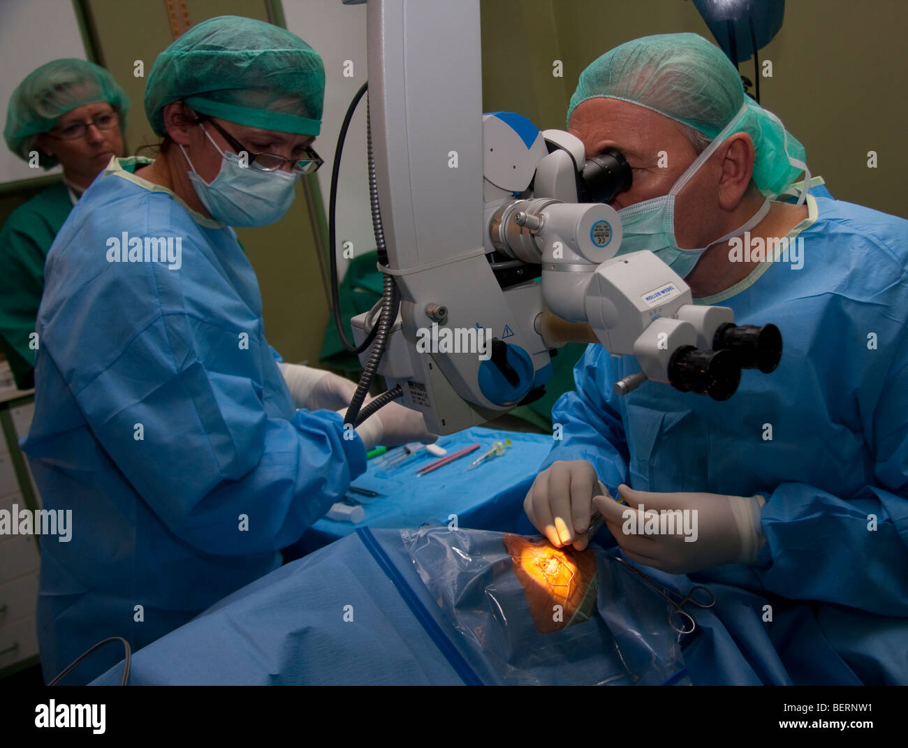 Eye operation - lens implanting Stock Photo