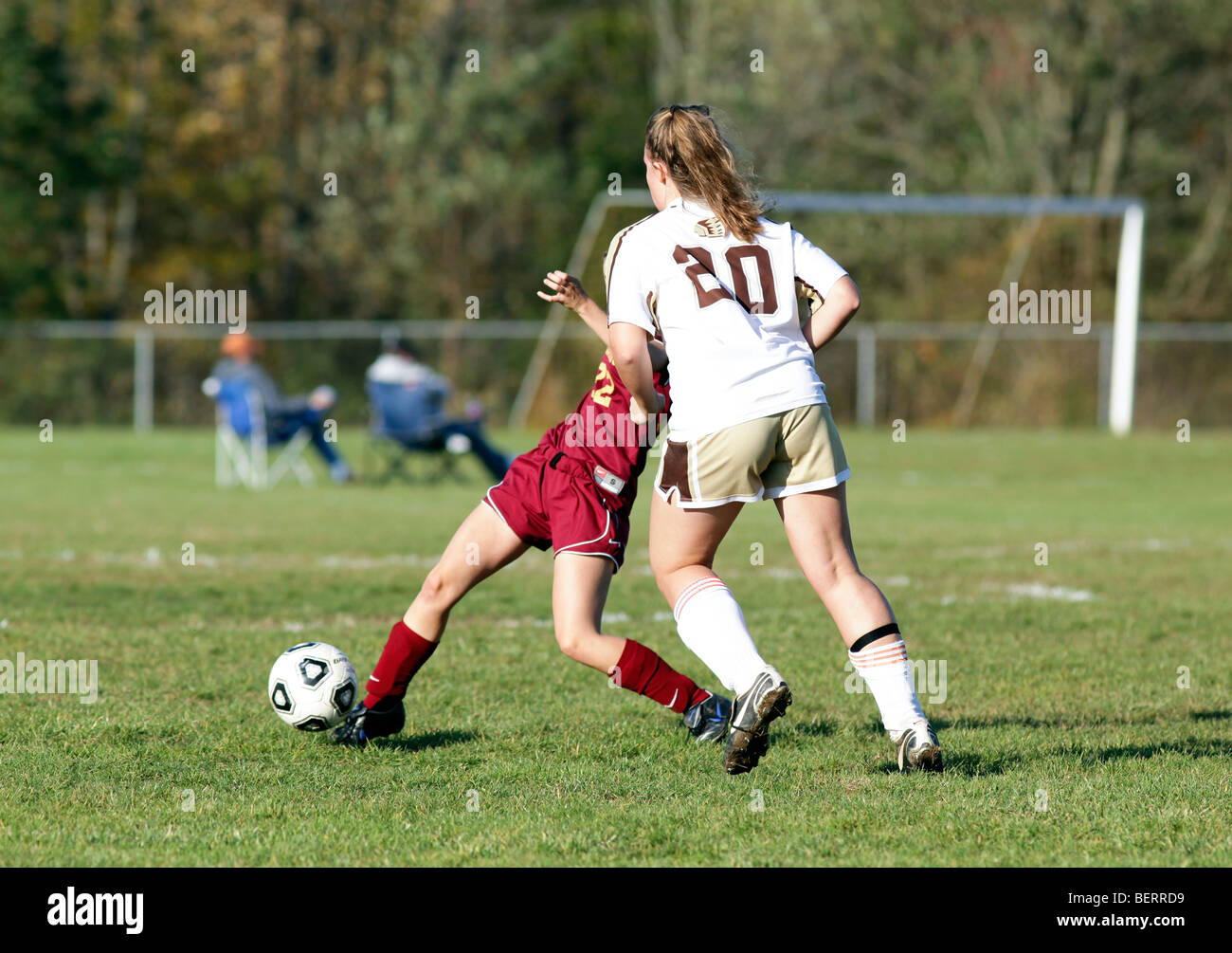 Teenage girls playing high school soccer football Stock Photo Alamy