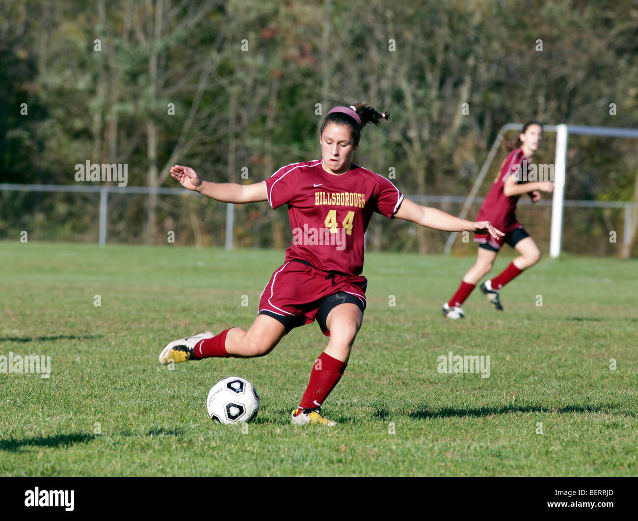 Teenage girls playing high school soccer football Stock Photo Alamy