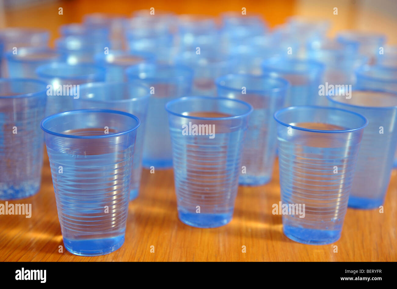 Plastic Cups Of Water On An Office Table Uk Stock Photo Alamy