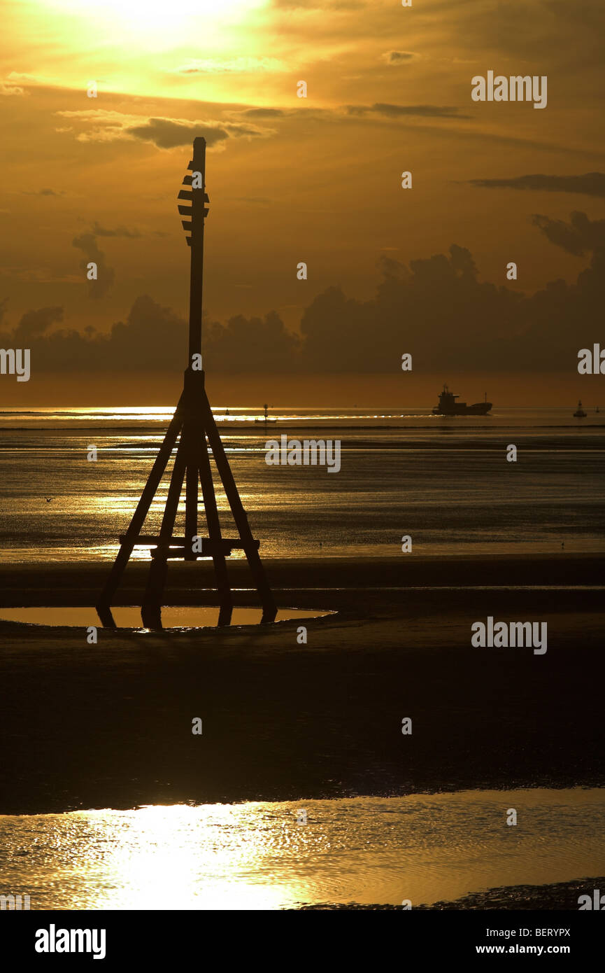 Sunset, Formby Point, Sefton Coast, Merseyside, England, UK Stock Photo