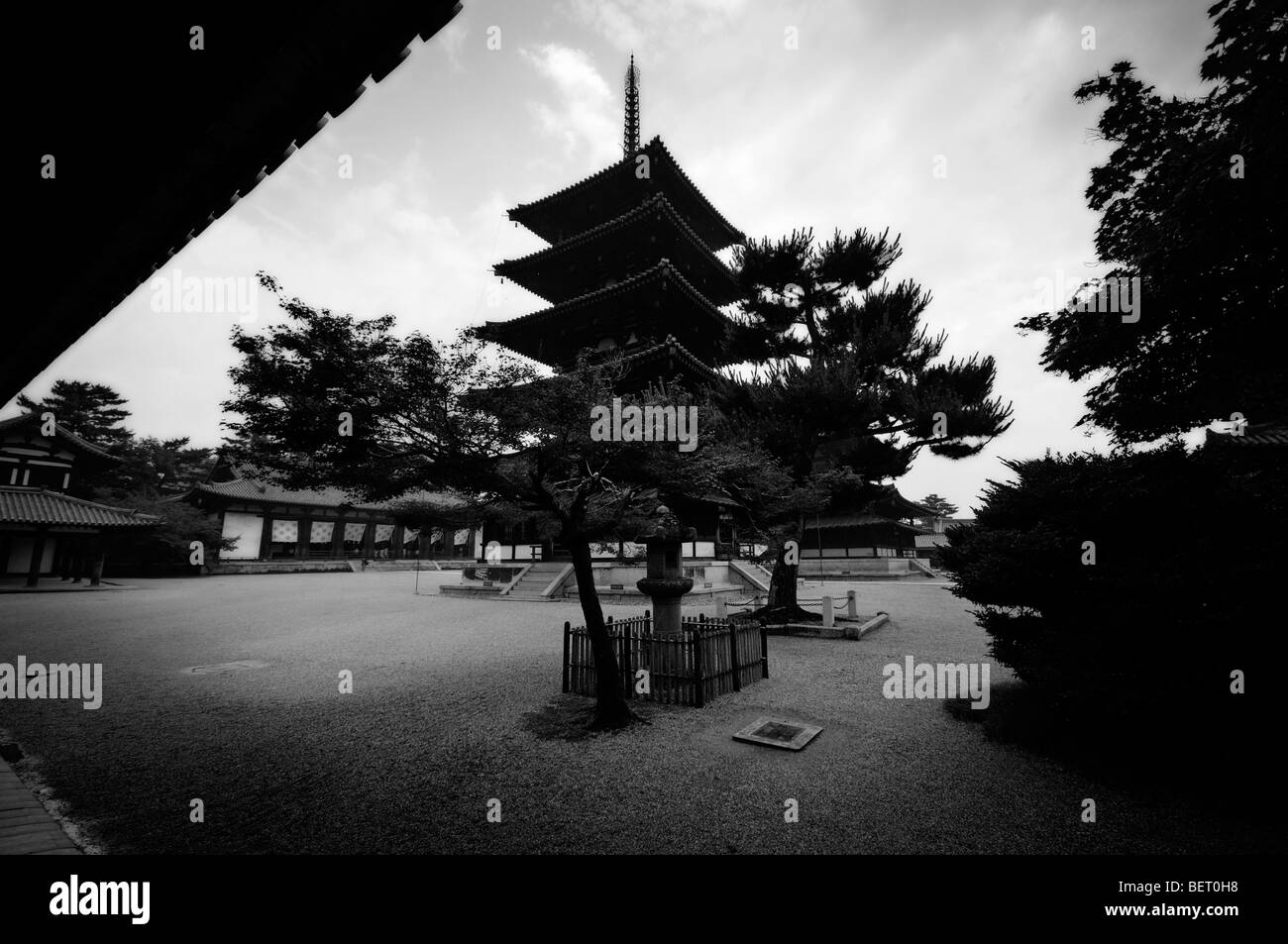 Five-story pagoda. Sai-in area. Horyu-ji complex. Ikaruga. Nara Prefecture. Japan Stock Photo