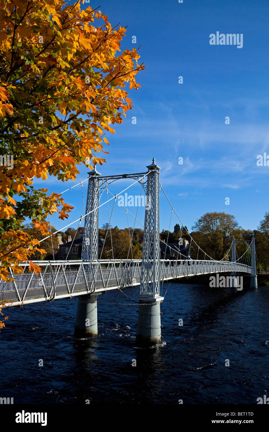 Footbridge during autumn, Inverness Inverness-shire, Scotland UK Europe Stock Photo