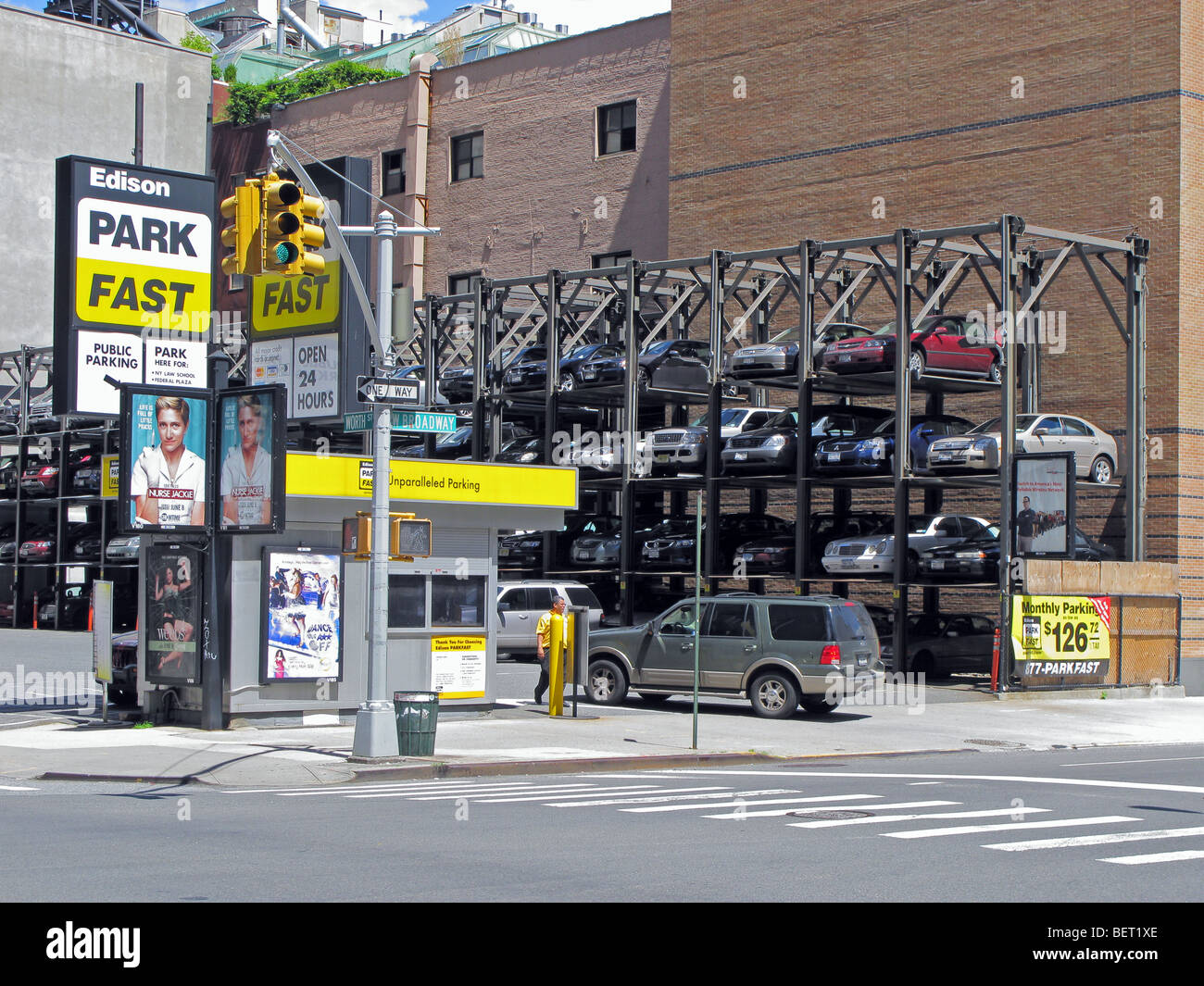 Elevated Street Parking System, West Broadway, New York Stock Photo Alamy