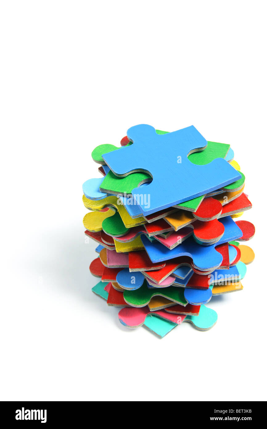 Stack of Jigsaw Puzzle Pieces Stock Photo