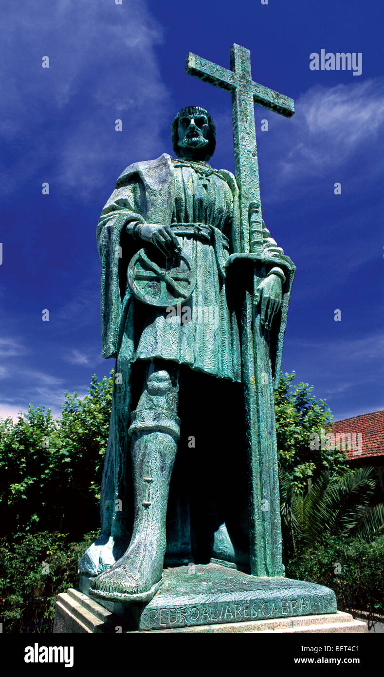 Portugal, Belmonte: Statue of navigator and Brazil discoverer Pedro Alvares Cabral Stock Photo