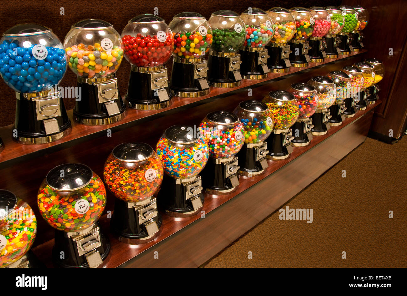 Gum ball machines in store Stock Photo