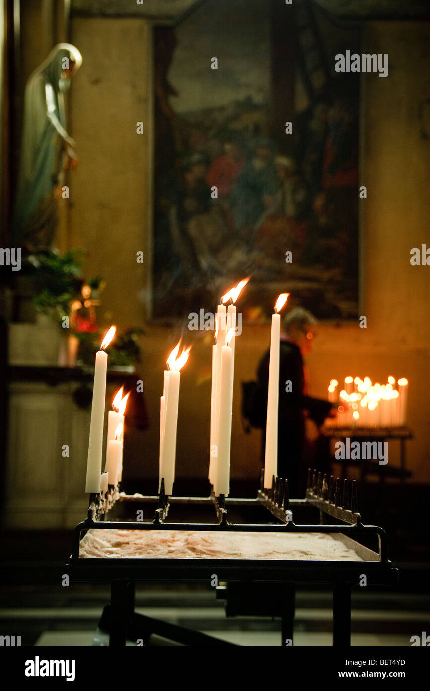 candles in church Stock Photo Alamy