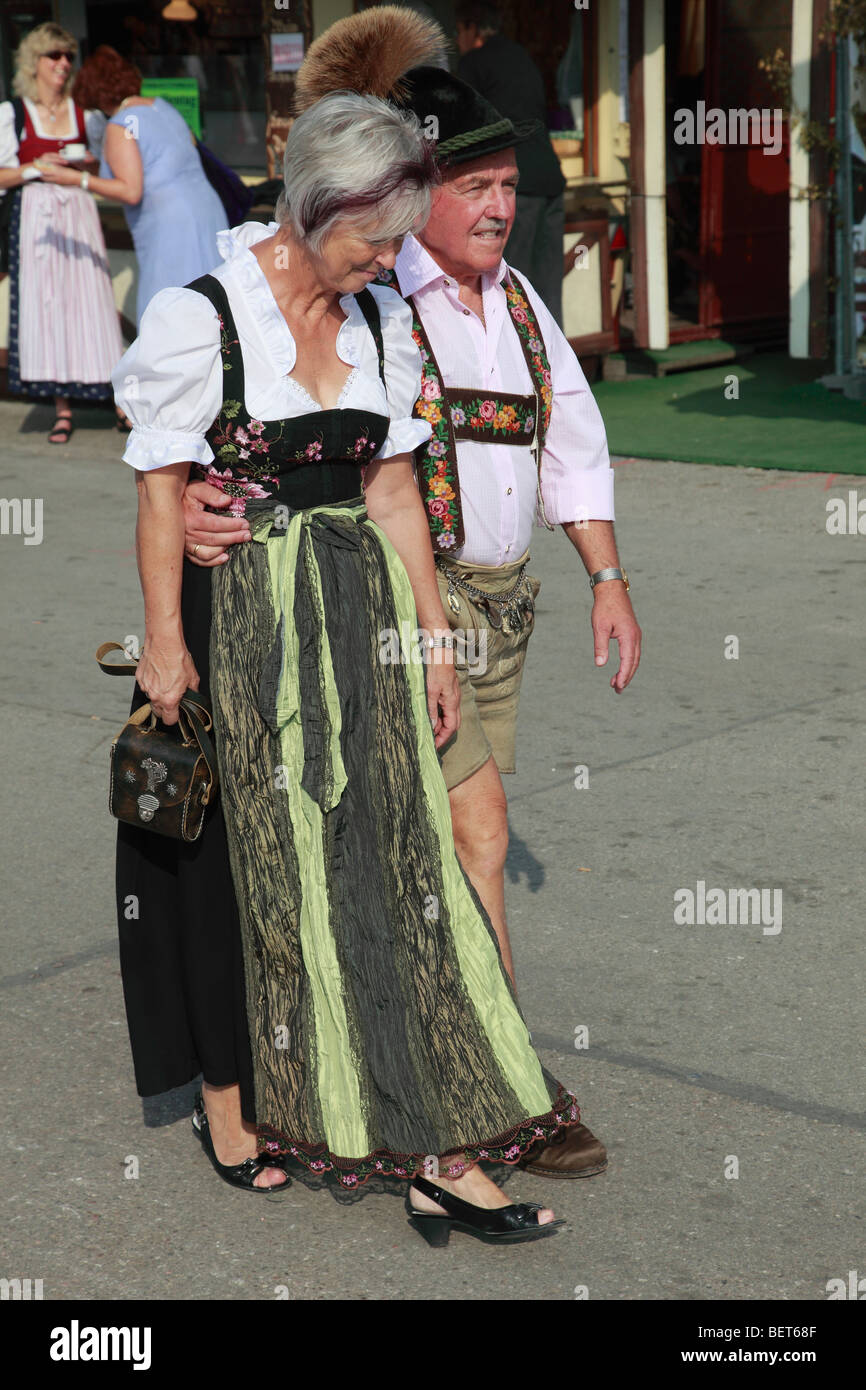 Germany, Bavaria, Munich, Oktoberfest, people in traditional dress ...