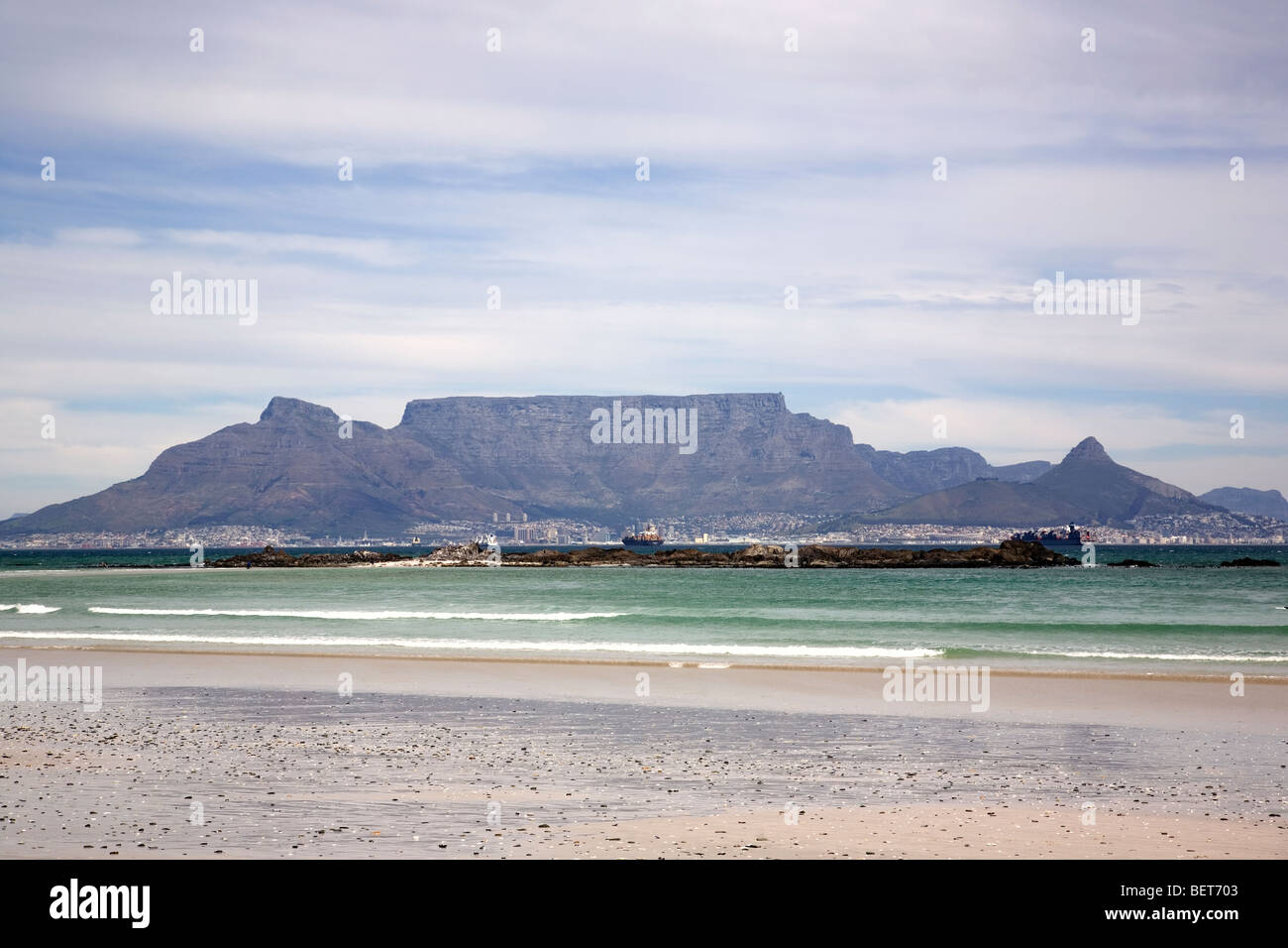 Table Mountain  across Table Bay - Cape Town Stock Photo
