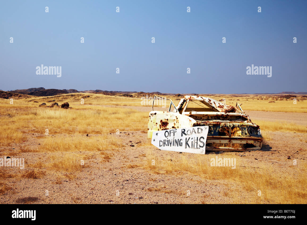 off road driving kills sign, Namibia Stock Photo