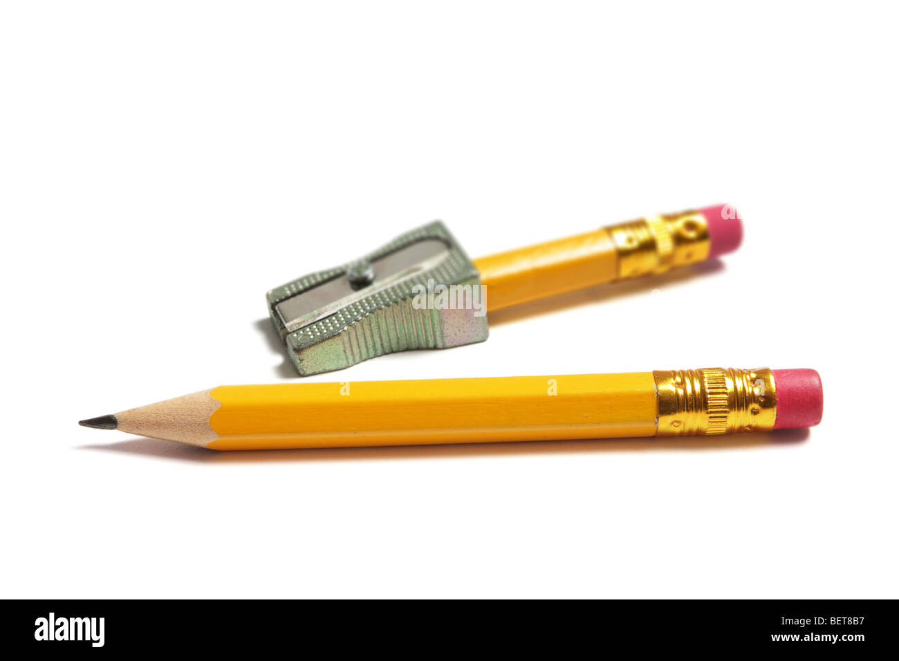 Pencils and Sharpener Stock Photo