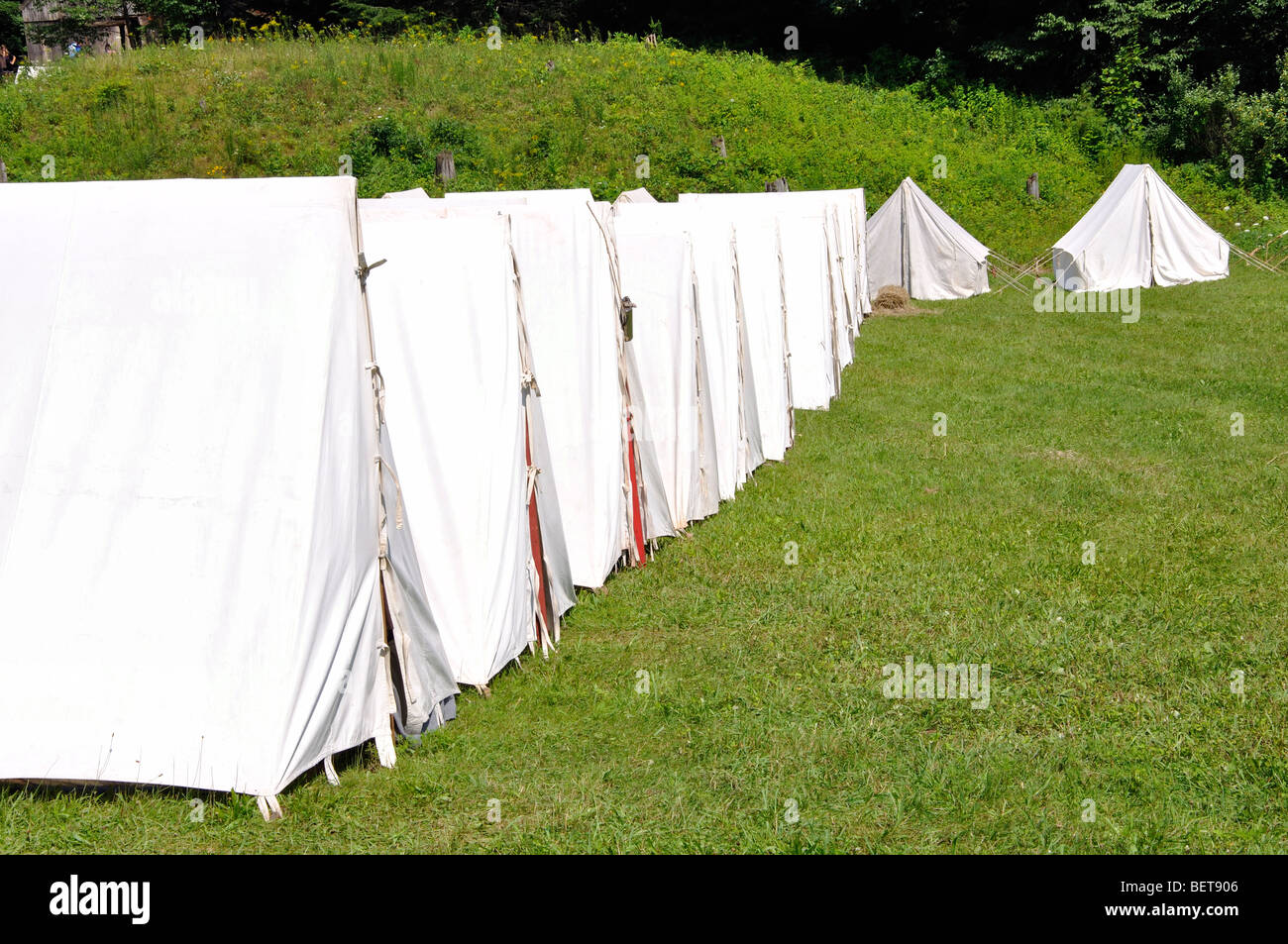 Old U.S. army tent camp during American Revolutionary War Stock Photo