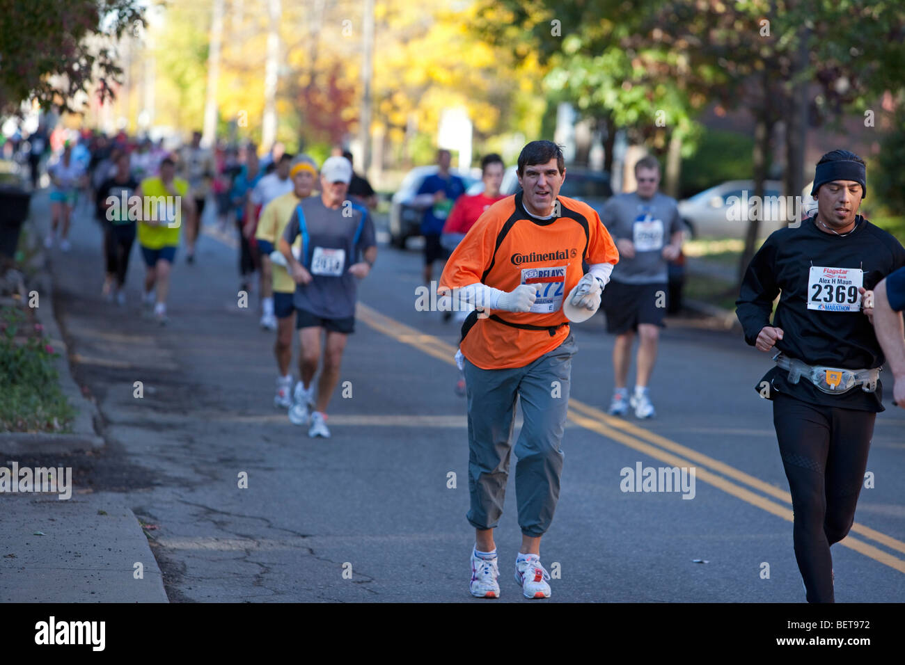 Detroit, Michigan Runners in the Detroit International Marathon Stock