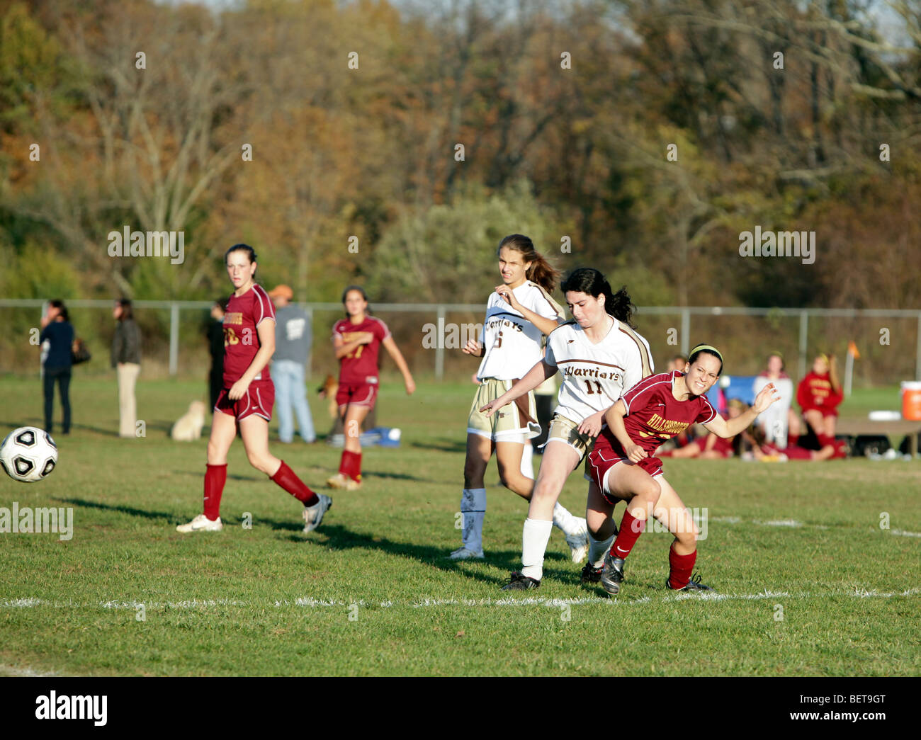 Teenage girls playing high school soccer football Stock Photo Alamy