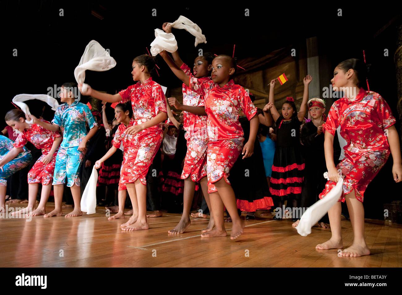 Students of the Junior school performing 'The Royal Dance' at St George's School, Cape Town, South Africa Stock Photo