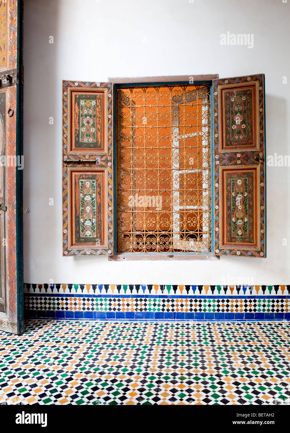 Bahia Palace showing Decorative Window and Intricate Tiled Floor ...