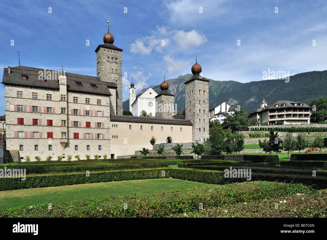 The Stockalper Palace / Stockalperpalast, castle at Brig / Brig-Glis in the Swiss Alps, Valais / Wallis, Switzerland Stock Photo