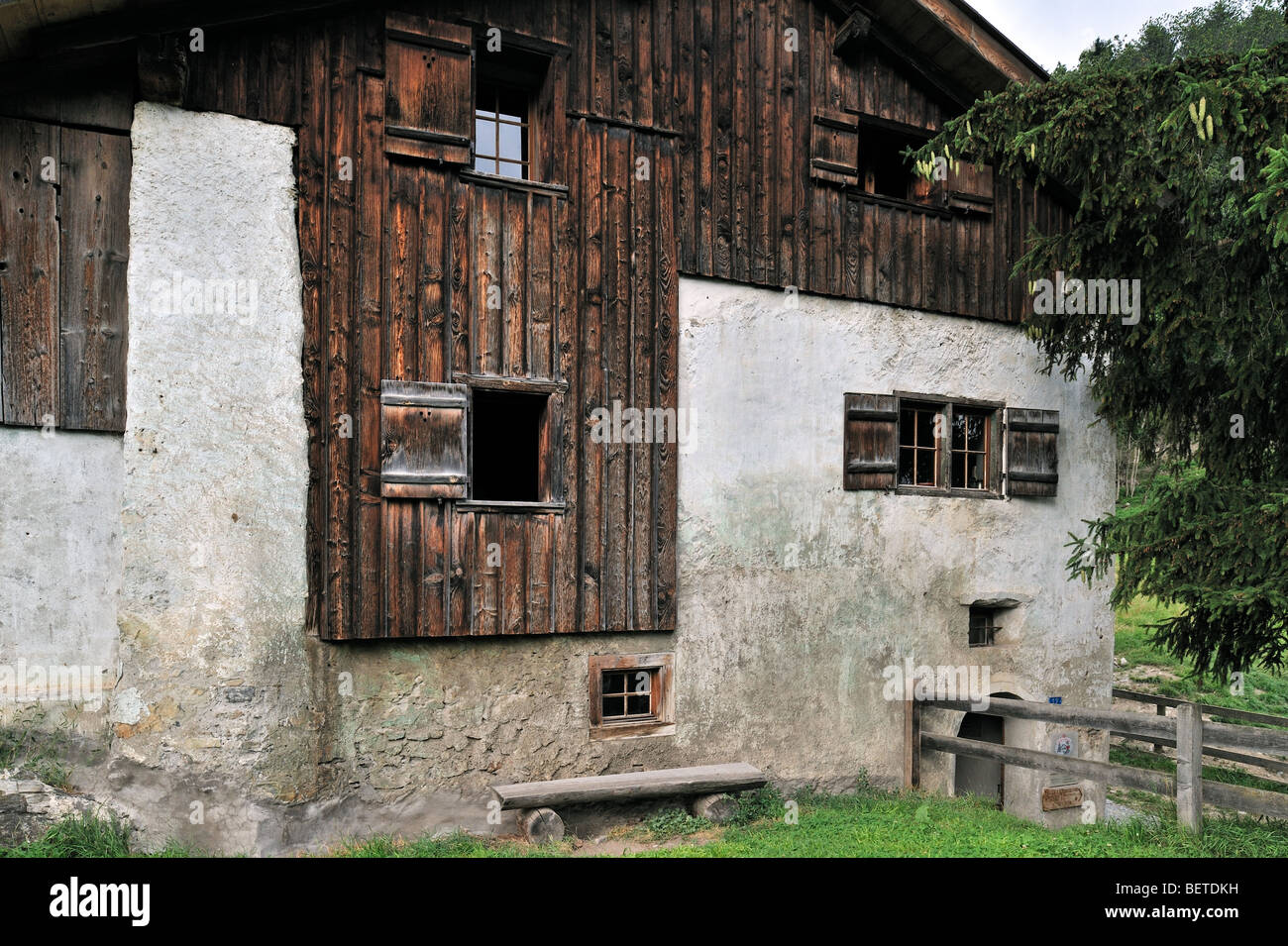 The Heidi house / Heidihaus in Heidiland at Maienfeld in Graubünden / Grisons, Swiss Alps, Switzerland Stock Photo