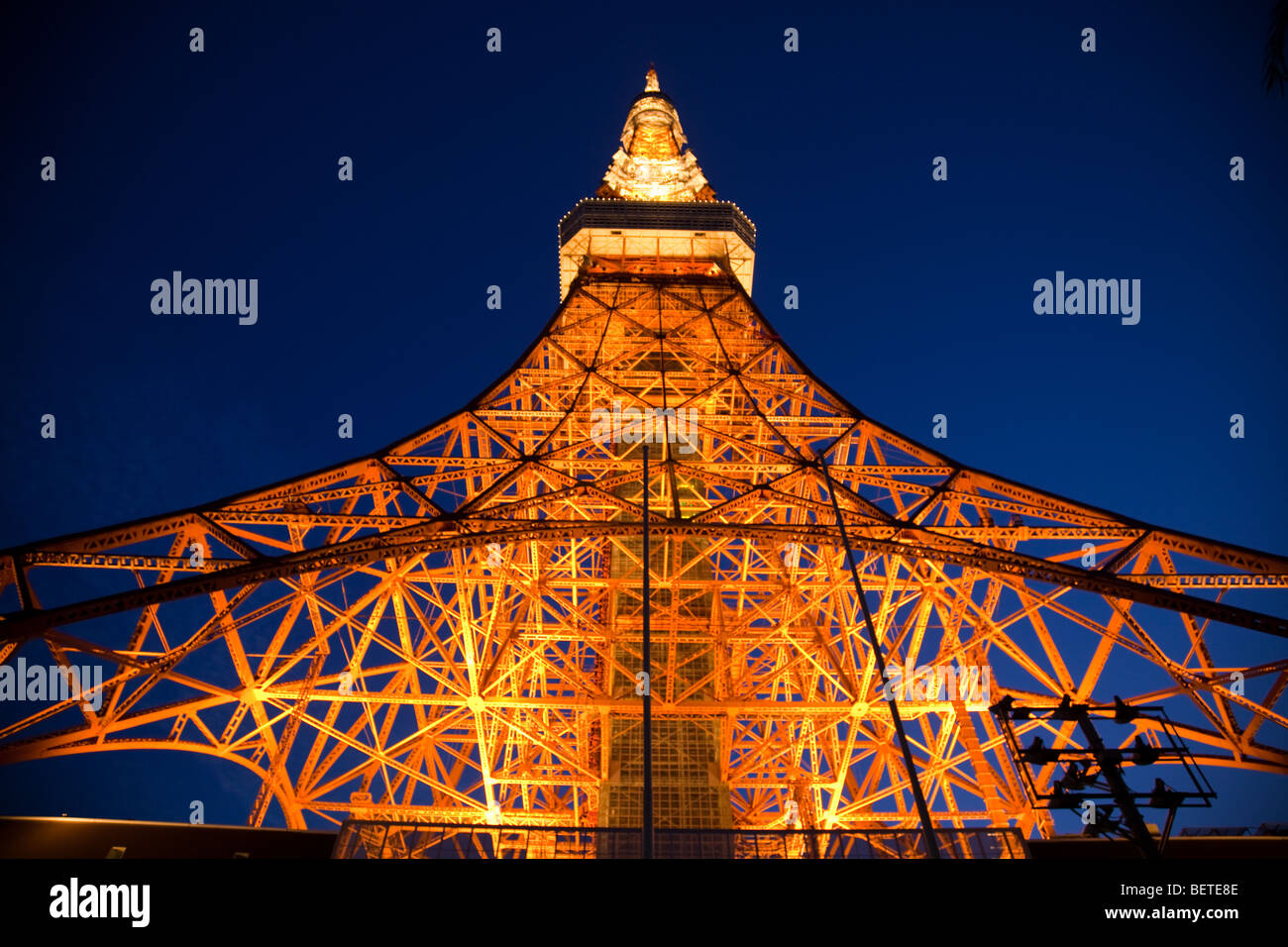Illuminated Tokyo Tower Stock Photo