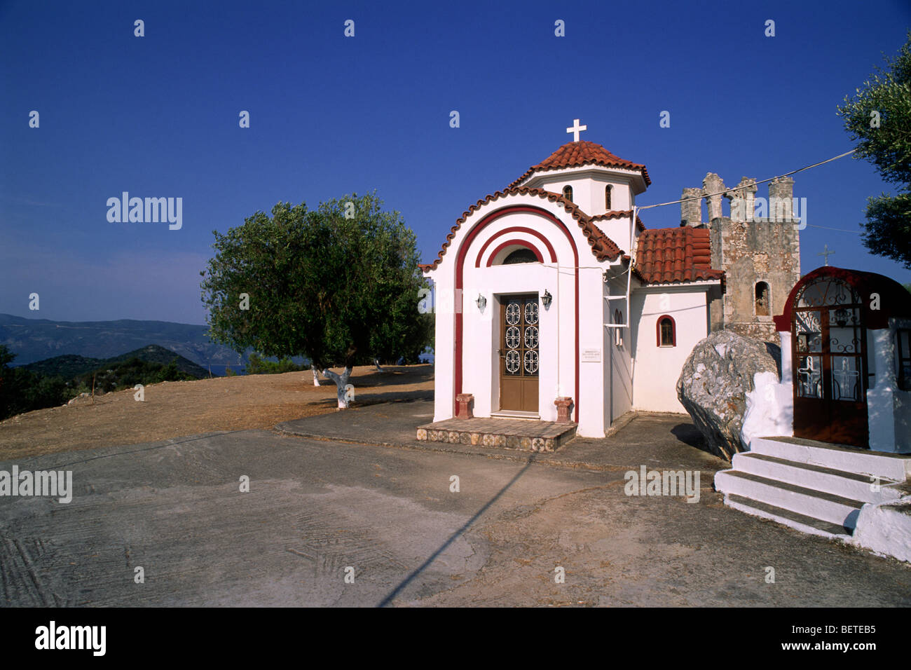 Greece, Ionian Islands, Kefalonia, monastery of Theotokou Agrilion near Sami Stock Photo