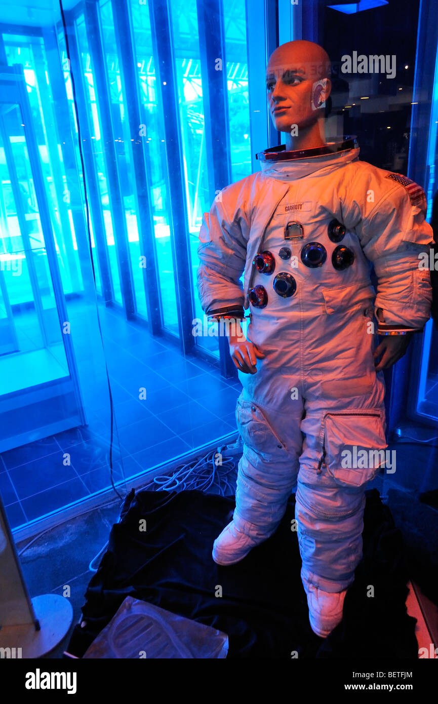 Astronaut space suit in the Euro Space Center at Transinne, Luxembourg, Belgian Ardennes, Belgium Stock Photo