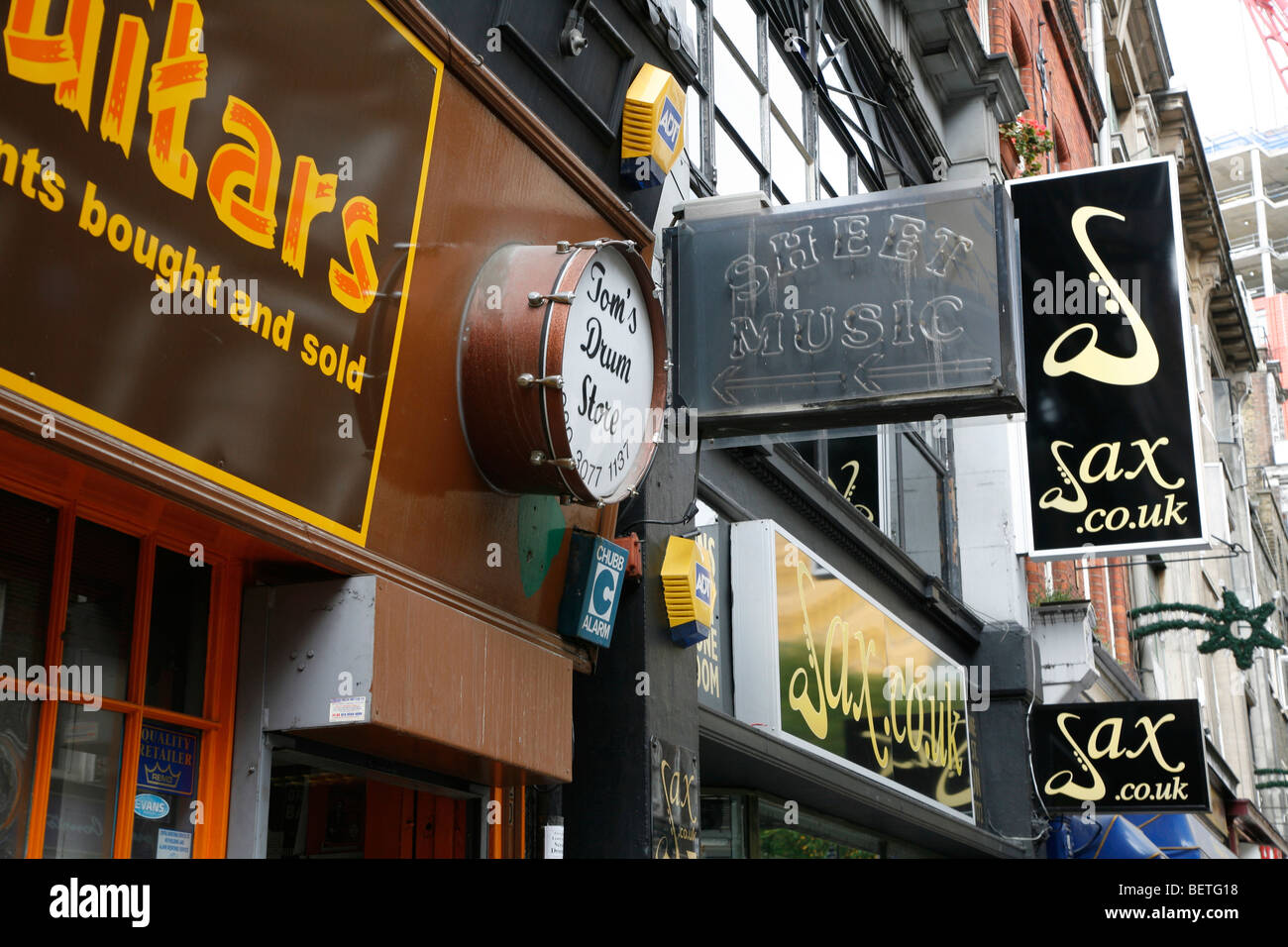 Music shops on Denmark Street, St Giles, London, UK Stock Photo Alamy