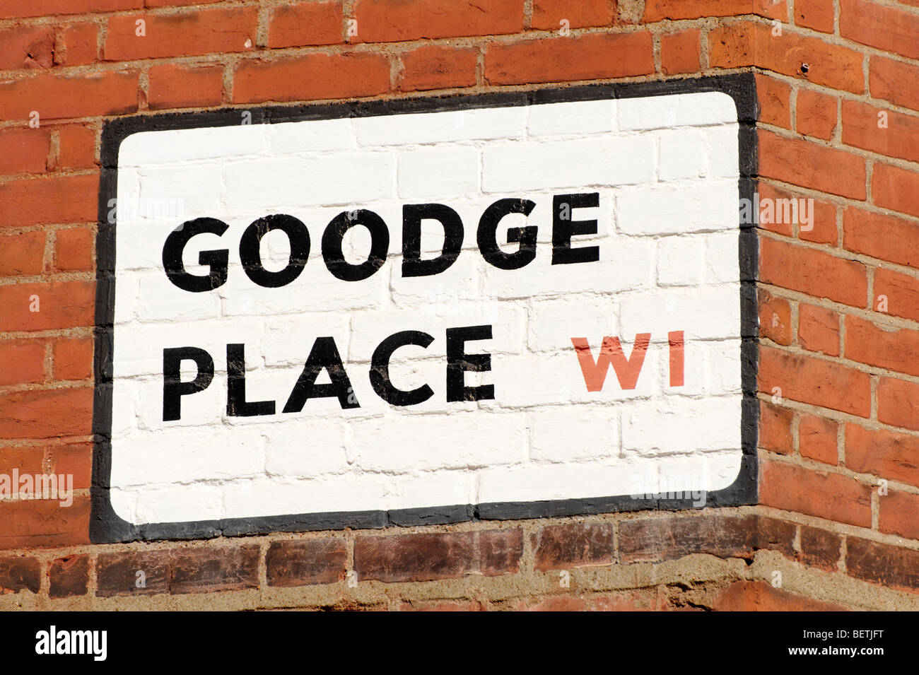 Goodge Place street sign. London. Britain. UK Stock Photo