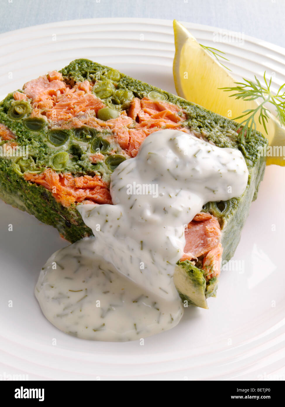 Salmon terrine slice individual portion Stock Photo Alamy