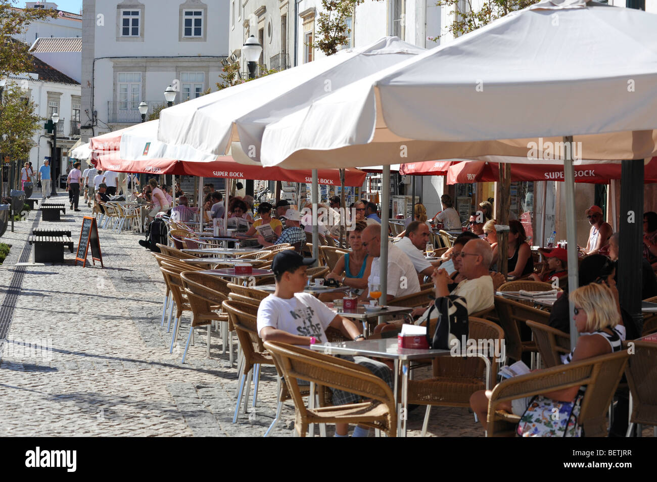 Café, Tavira, Algarve, Portugal Stock Photo