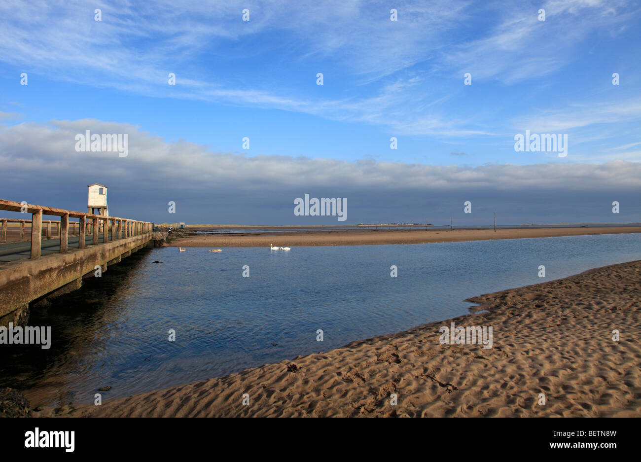Holy Island causeway, Northumberland, England Stock Photo Alamy