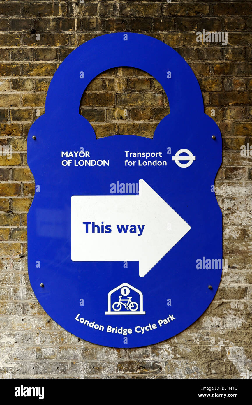 London Bridge Cycle Park sign. London. Britain. UK Stock Photo