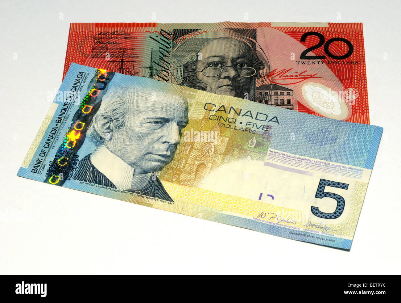Canadian Dollar and Australian Dollar Bank Notes Stock Photo Alamy