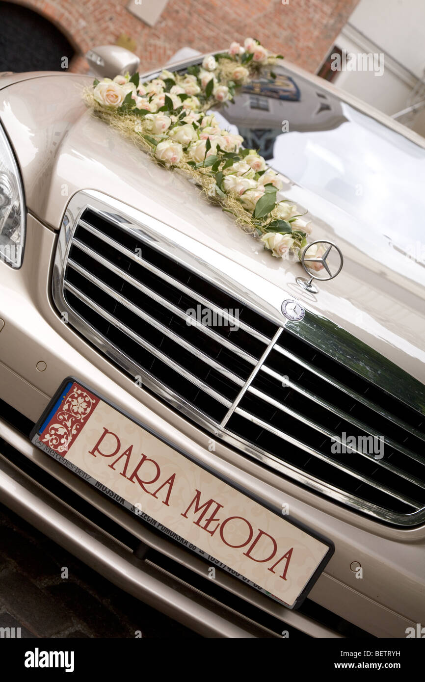 Typical Polish wedding car decoration Stock Photo - Alamy