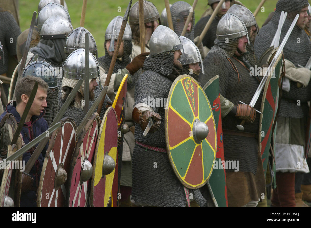 Local army waiting to fend off a Viking attack at reenactment in Tiel ...