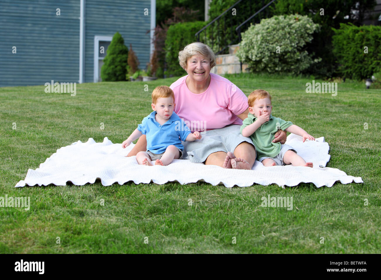 Boy twin grandmother hi-res stock photography and images - Alamy