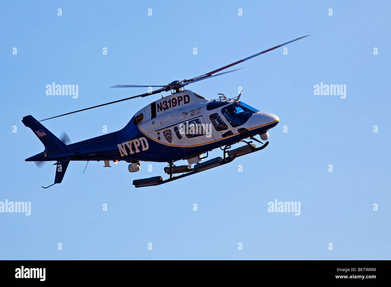 NYPD Helicopter over New York Stock Photo Alamy