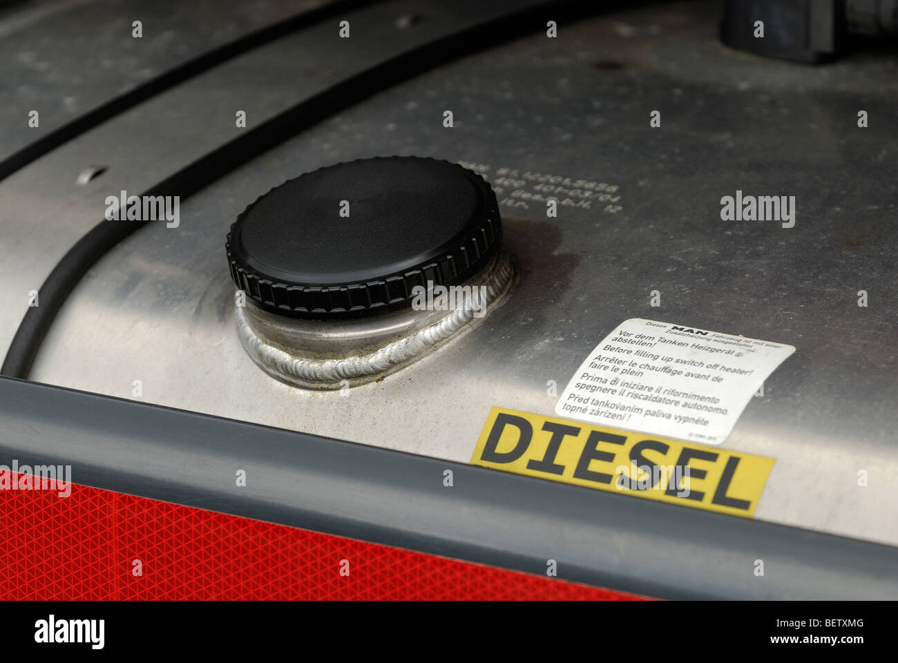 Fire Engine Diesel Fuel tank and filler cap HGV Stock Photo - Alamy