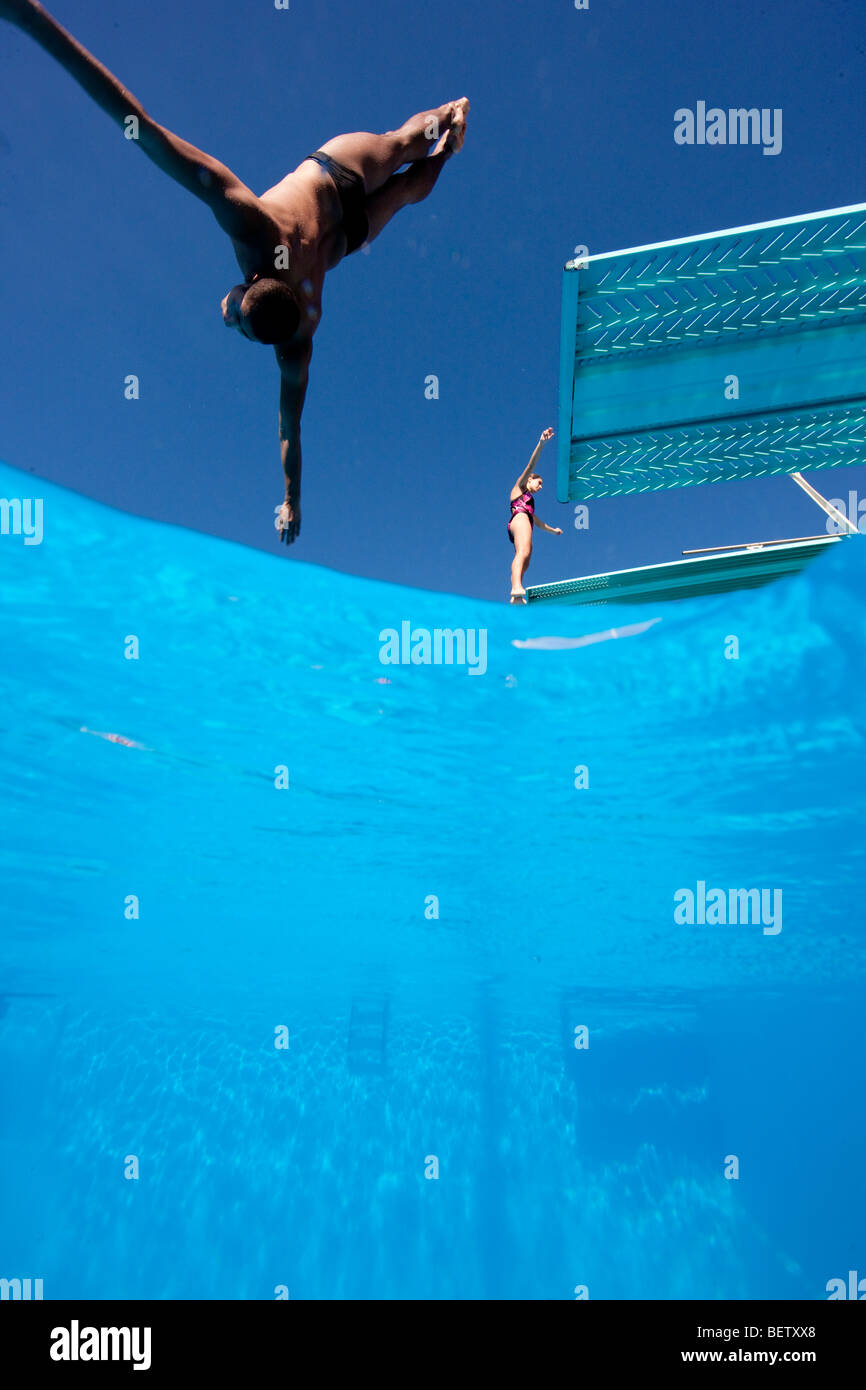 Training for diving competition Stock Photo Alamy