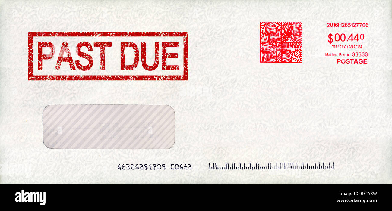 Past due envelope with postage Stock Photo Alamy