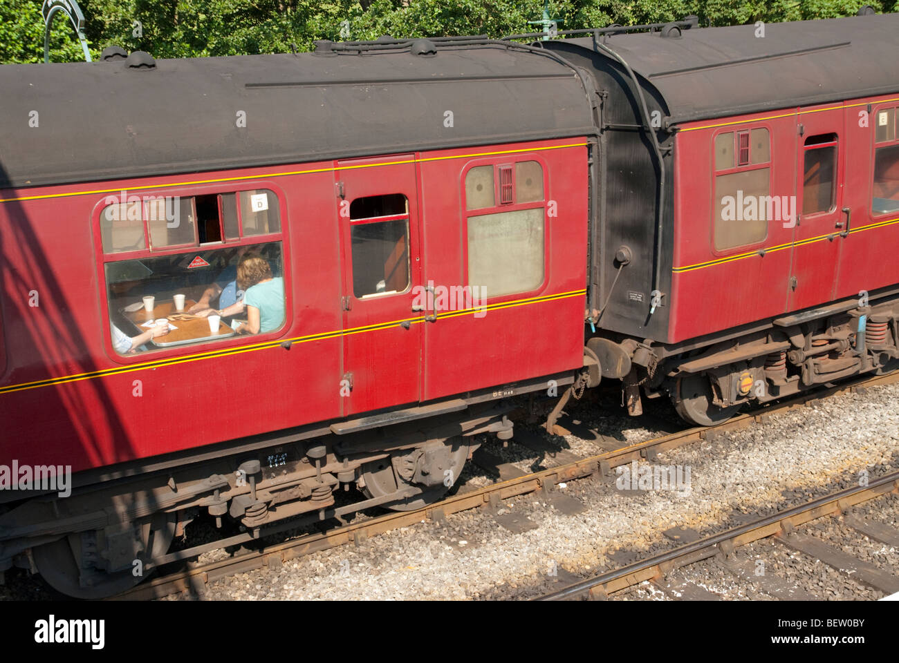 Old railway carriage in train with passengers Stock Photo Alamy