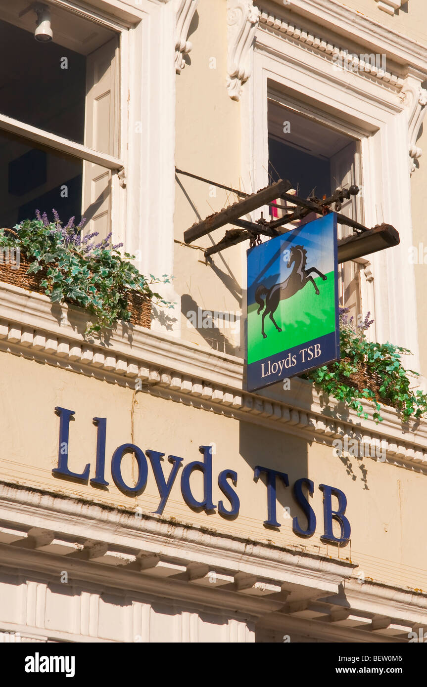 A sign outside a Lloyds TSB bank in the Uk Stock Photo