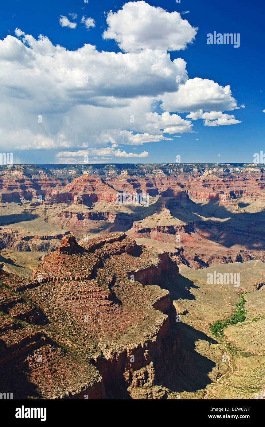Grand Canyon from lookout point on South Rim near Hopi House; Grand Canyon National Park, Arizona. Stock Photo